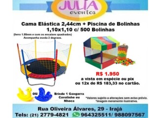 Cama elstica 244cm Piscina de Bolinhas 110x110 Iraj Servicos para festas infantis e eventos no [***] 